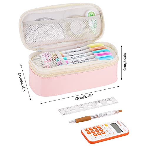 Large Pencil Case for Girls Kids Teens Big Zipper Pencil Pouch Pink - view 4