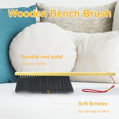 2 Piece Wooden Hand Broom, Dust Brush,Bench Brushes,Soft Bristles, Long Fireplace Brush with Wood Handle for Clothes Household Cleaning, Counters, Beds, Sofas, Car Fireplaces, Benches, Furniture - view 3