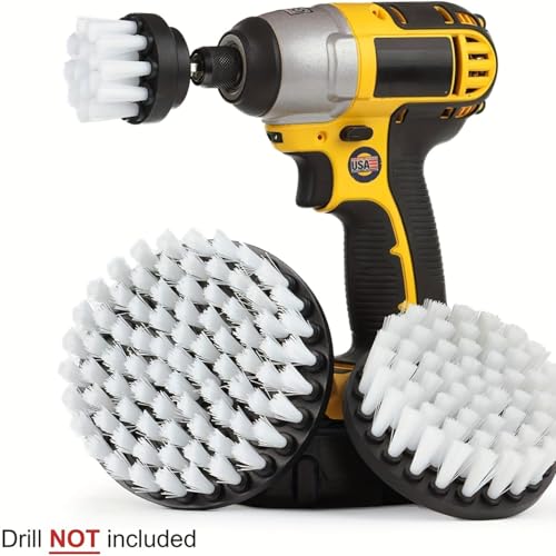 New Quick Change Shaft 3 Pack Soft White Drill Brush Carpet, Upholstery, and Leather Scrub Brushes - view 3
