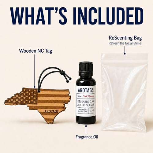Car Air Freshener - Reusable Wood Diffuser - Hanging Odor Eliminator - North Carolina Patriot - Beach Bum Scent - view 2