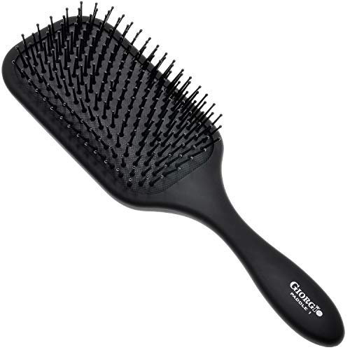 Detangling Paddle Brush - Large Air Cushion Paddle Brush with Ball Tip Tourmaline Bristles - Anti Static Hair Care Tool for Men and Women, Wet or Dry - Black