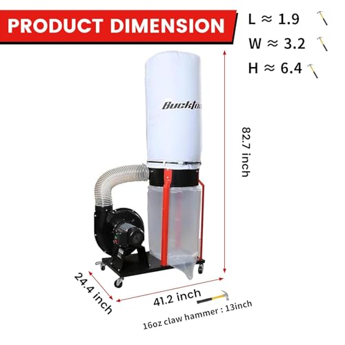 1-1/2 HP Dust Collector, Internal Dust Baffle, 1100 CFM Airflow - view 2
