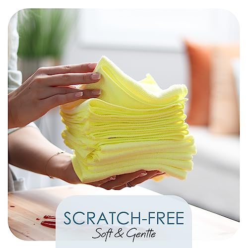 Microfiber Cleaning Cloth Set - 12 Pack Yellow Washcloths, 12''x12'' Reusable Towels for Cars, Lint-Free Rags (V-HH-Cloth-M-12-Ylw) - view 4