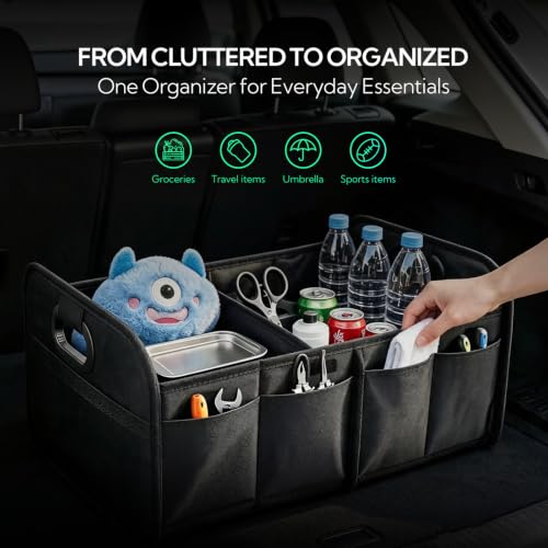 Car Trunk Organizer, Foldable Cargo Storage Bin, 35L, Pink - view 2