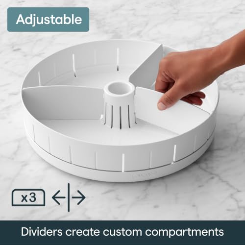 SinkSuite Under Sink Turntable with Adjustable Dividers, Lazy Susan Organizer for Kitchen or Bathroom Storage, White - view 5