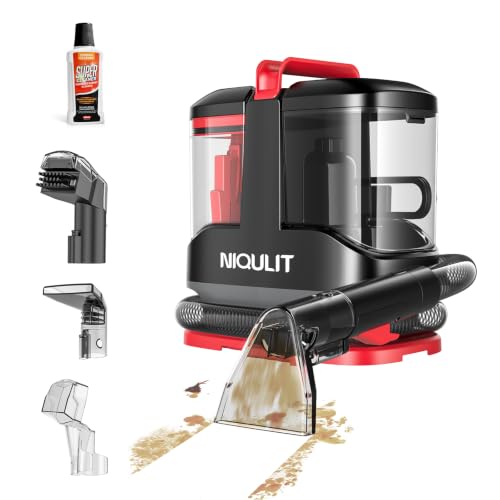 Portable Carpet & Upholstery Cleaner Machine, 15Kpa Strong Suction Spot Cleaner for Sofa, Car Seats, Pet Stains, Rugs – Carpet Cleaning Machine with Dual Brush Heads & Self-Cleaning System