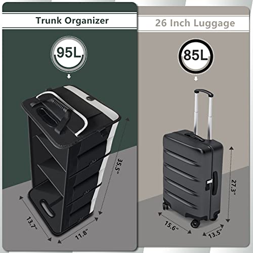 Trunk Organizer - 95L Extra Large Capacity SUV Cargo Storage, Collapsible Waterproof Design with Non-Slip Bottom & Retractable Straps, Car Organizers for SUV, Truck, Sedan - view 4