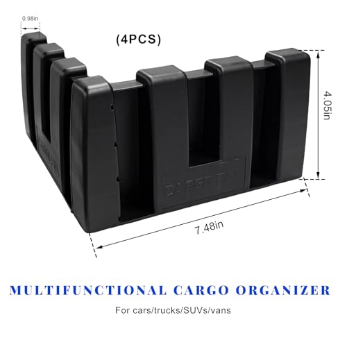 4 PCS Multipurpose Cargo Organizer Blocks, Plastic Trunk Storage Organizer Blocks for Felt Carpet, Space Saving Cargo Trunk Divider Adjustable Blocks for Truck SUV Van - view 2
