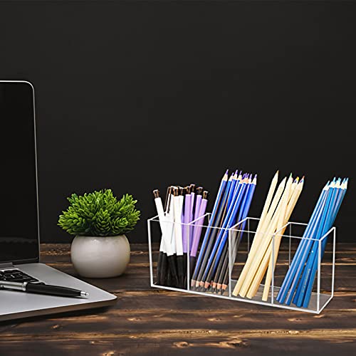 Acrylic Pen Holder 4 Compartments,Clear Pen Holder Makeup Brush Holder - view 5