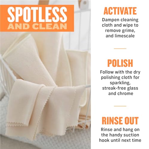 Shower Cleaning Kit, Reusable Microfiber Cleaning Cloth, Ideal Shower Cleaner for Glass, Tile, Ceramic, Bathroom and Bathtub, 100 Wash Guarantee, Ivory, 2 Cloth Set - view 3