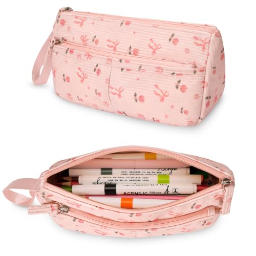 Pencil Case, Corduroy Triangle Makeup Bag Kawaii Pen Bag Pouch