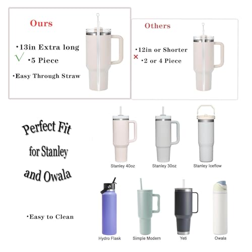 Straw Cleaner Brush Extra Long 13 inch Set for Stanley Owala Water Bottle 40 oz 32 oz 30 oz Tumble Cup Accessories Straw Brush with 3 in 1 Cup Lid Cleaning Brush (Green,Blue) - view 3