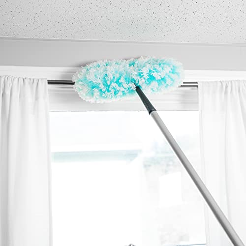 Fuzzy Fan Duster – Dust & Clean Ceiling Fans, Walls, Woodwork – Polystatic & Microfiber Grabs & Holds Dust, Lint, Cobwebs & Dirt - Fan Duster with Handle (Teal) - view 4
