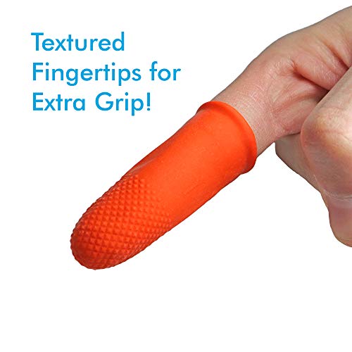 Disposable Latex Finger Cots 100pcs (Large) Orange Anti-Slip, Anti-Static Rubber Fingertips Protective Finger Gloves for Electronic Repair, Painting, Jewelry Cleaning - view 4
