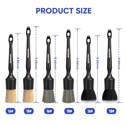 Car Detailing Brush, 6PCS Ultra Soft Boars Hair Car Interior Exterior Detailing Brushes, Scratch-Free Car Cleaning Dust Brush for Dashboard, Emblem, Air Vents, Wheels, Leather Seat - view 2