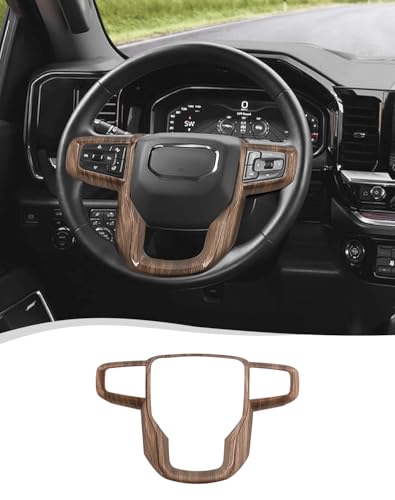 Wood Grain Steering Wheel Panel Trim Cover fit for GMC-Sierra 1500 2019-2025 & GMC-Sierra 2500HD/3500HD 2020-2024, for GMC-Yukon 2021-2024