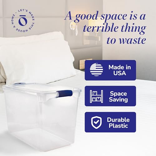 Clear Plastic Storage Bins w/ Latching Lid, 112 Qt, Blue Latch, 2 Pack - view 5