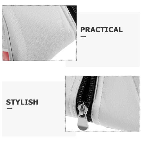 White PU Golf Shoe Storage Bag, Zippered Travel Carrier for Sports Shoes - view 7