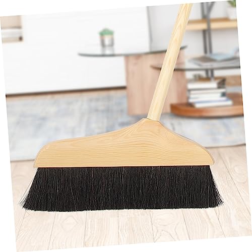 Horsehair Bristle Broom with Long Handle, Pine Wood Floor Sweeper - view 6