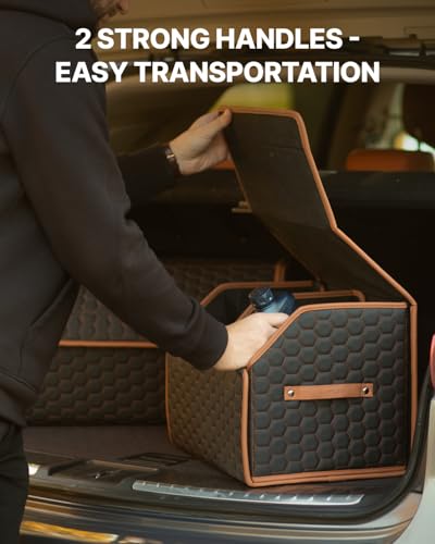 Trunk Organizer for Car, Lid, PU Leather, 17.7in 40L, 1pc, Hexy - view 5