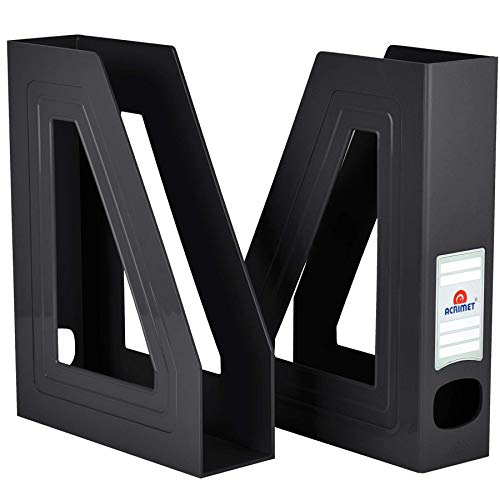 Magazine File Holder, Vertical Desk Organizer, Black, 2 Pack - view 2