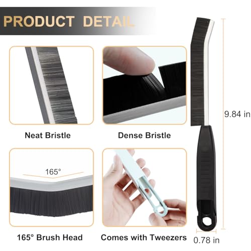 Hard Bristle Crevice Cleaning Brush,Grout Cleaner Brush,Scrub Brushes for Tile Floor,Gap Cleaning Supplies with Clip for Bathtub,Shower,Kitchen,Home Essentials,Gi-ft for Women Men(3PCS Frosted Black) - view 3