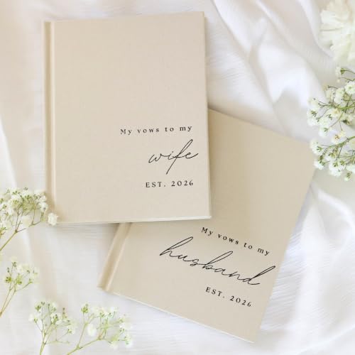 Wedding Vow Books His and Hers 2 Pack Personalized 2026 Year Linen Vow Book