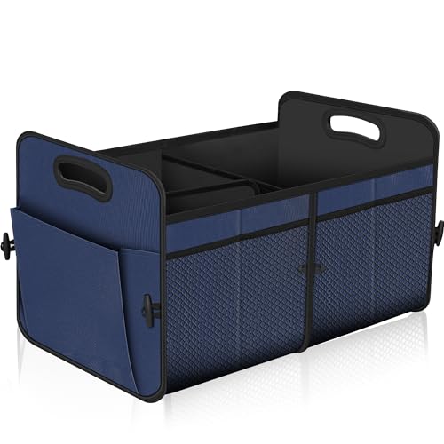 Car Trunk Organizer,Car Storage Organizer with 72L Large Capacity Waterproof Collapsible and 11 Pockets,Trunk Organizer for Car Suv/Jeep/Sedan, Large Size,Blue