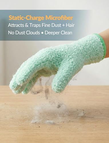 4 Pairs Microfiber Cleaning Gloves, Dusting for Blinds, Reusable - view 2