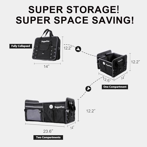 Bold Color Block Trunk Organizer, Foldable with 26L Ice Pack,95L Dedicated Shoe Space, Stylish for SUV/Car (Black, Midsize) - view 4