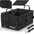 Car Trunk Organizer – Large Collapsible Storage Box with Adjustable Compartments – Heavy-Duty Cargo Organizer for SUV, Truck & Car – Non-Slip Waterproof Trunk Storage Bin for Groceries & Tools