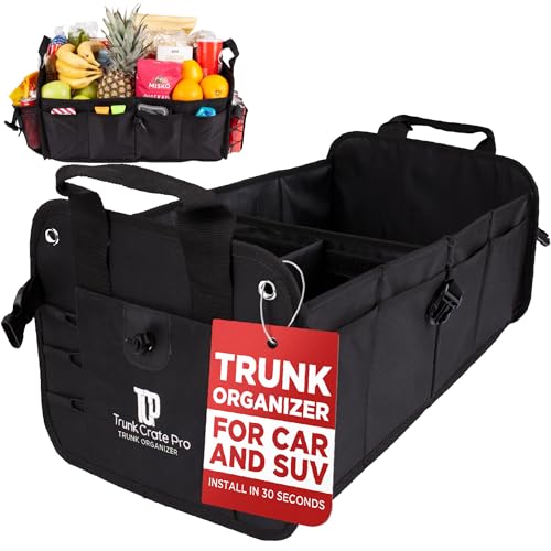 Car & Vehicle Trunk Organizer for SUV, Truck & Auto Storage, Standard Black