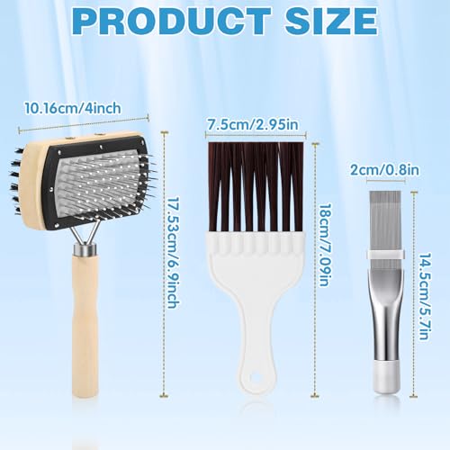 3Pcs Air Conditioner Condenser Fin Cleaning Brush Refrigerator Coil Cleaning Brush Supplies, Stainless Ac Coil Cleaner, Evaporator Coil Cleaner, Mini Split Cleaning Kit Fridge Cleaner Tool - view 2