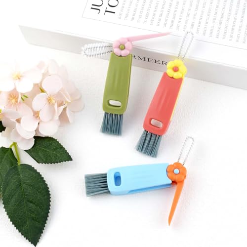 3 Pcs 3 in 1 Cup Lid Cleaning Brush Crevice Cleaning Brush for Bottle Gap 3 in 1 Cleaning Brushes for Tight Spaces Multifunctional Portable Cup Lid Cleaner Home Kitchen Cleaning Tools (Green Blue Red) - view 7