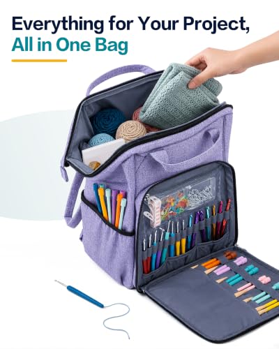Crochet Bag Organizer for Yarn Storage, Knitting Bag and Accessories - view 2