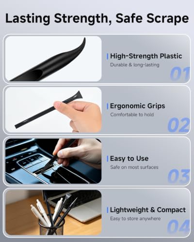 9-Piece Car Detailing Pick Set, Car Crevice Cleaning Tool for Tight Gaps, Remove Stickers, Labels, Grease & Grime - view 3