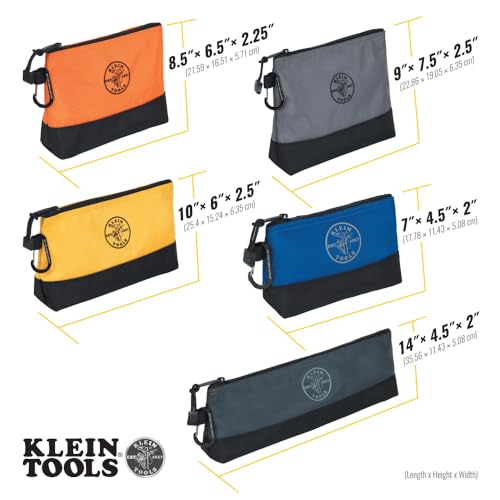 55569 Stand-Up Zipper Bag Tool Pouch with Carabiners, Reinforced Gusseted Bottoms, Water Resistant 1680d, Multi-Size 5-Pack - view 4