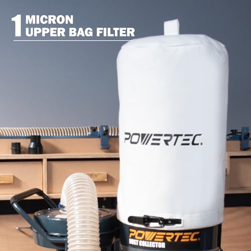 1 HP Dust Collector with 1 Micron Dust Collector Bags and Mobile Base, Dust Collectors with 800 CFM for Woodworking Dust Collection System (DC1081) - view 4