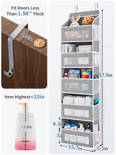 Over the Door Organizer for Bedroom, Pantry, Bathroom, 5 Shelf Grey - view 3