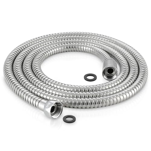 59" Metal Shower Hose Replacement Handheld Kink Free Stainless Steel Shower Head Wand Hose Extension Extra Long with Brass Insert and Nut, Durable & Flexible for Pet Bathing Cleaning