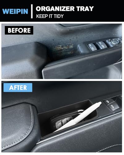 For 4PCS Door Organizer Tray& 2PCS Lower Center Console Organizer Tray Compatible with 2022–2026 Silverado&Sierra 1500/2024–2026 Silverado&Sierra 2500HD/3500HD–Full Console w/Bucket Seats Only - view 4