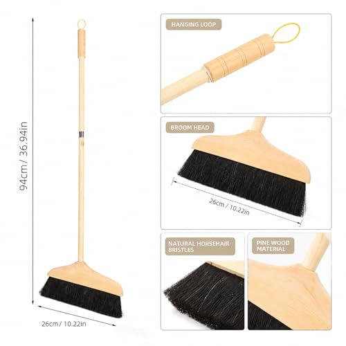 Horsehair Broom with Handle for Hardwood Floors, 35 in Long - view 2