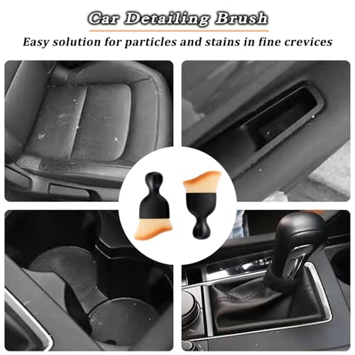 2 Pcs Car Detailing Brush, Car Interior Wash Brush Cleaning Brush, Yellow - view 6