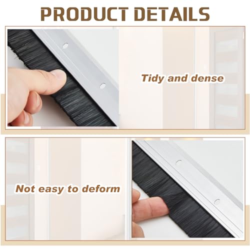 Brush Door Sweep for Exterior Interior, 36 Inches, Silver, 4 Pack - view 6