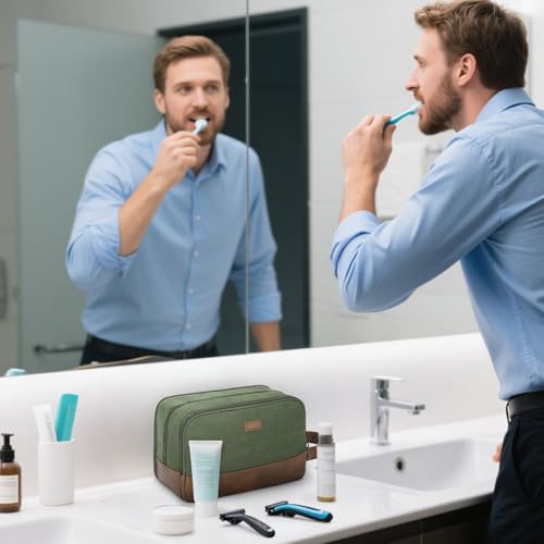 Travel Toiletry Bag for Men, Canvas Shaving Dopp Kit - view 5