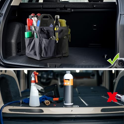 Car Trunk Organizer Multifunctional Storage Toolbox Carry Griddle,Large Grill Utensils Accessory Grilling Tools Basket Carrying Caddy Tool Tote Bag Storage Box Camp Cooking bbq Outdoor(Black) - view 4