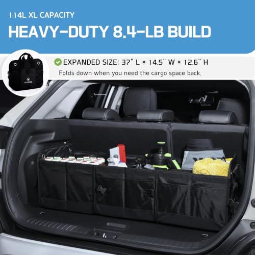 1680D 114L Extra-Large Collapsible Car Trunk Organizer with Lid - view 6
