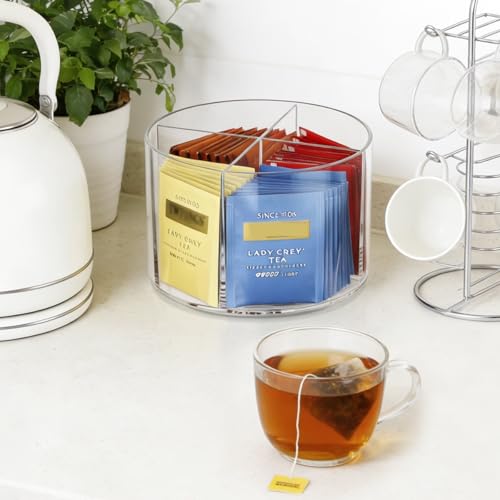 Drink Packet Organizer, Lazy Susan 360° Turntable Organizer for Drink Mix Hydration Packets, Water Flavor Acrylic Container Tea Bag Holder for Kitchen Storage Organization - view 5