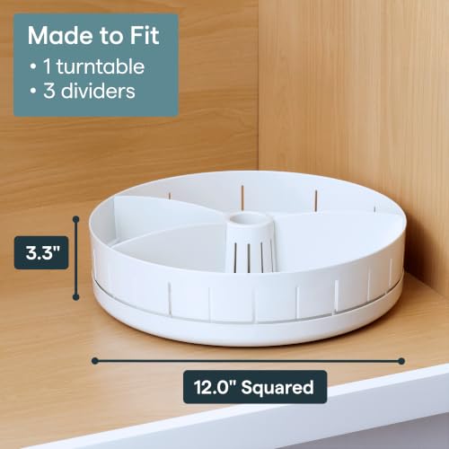 SinkSuite Under Sink Turntable with Adjustable Dividers, Lazy Susan Organizer for Kitchen or Bathroom Storage, White - view 3