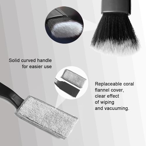 Double Head Brush for Car Clean, Cleaning Brush, Soft Car Detailing Brush, Universal Car Air Vent Cleaner Car Interior Accessories Fit for Cleaning Panels, Air Vent, Leather, Computer (Black) - view 3